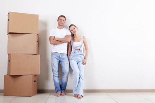 Student removal team planning a move in a Maida Vale apartment block