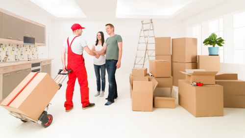 Commercial moving team handling furniture and equipment for a Maida Vale office relocation