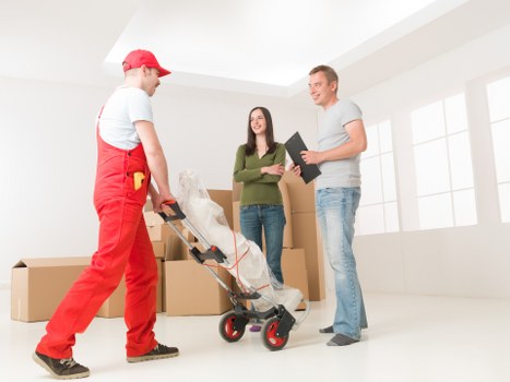 Service team investigating a removal van complaint with records
