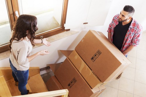 Packing and loading preparations for an office relocation in West London